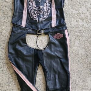 Harley Davidson matching Chaps (med) and Halter top (med)